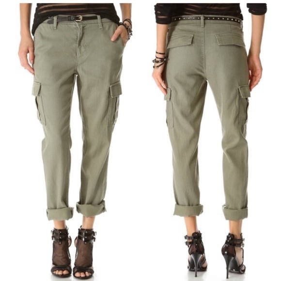 J Brand Croft Olive Green Slouchy Cargo Pants Size 26 Military Inspired Fatigue - Picture 2 of 11
